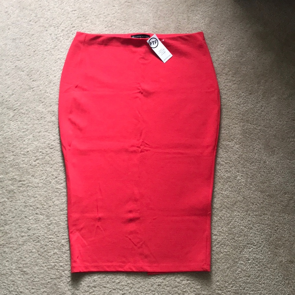 Cherry red Midi Skirt